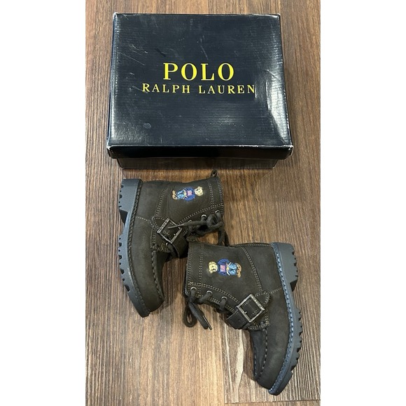 Ralph Lauren Polo Bear Ranger HI II Boots Leather Dark Brown Boys Size 8 M New - Picture 4 of 16